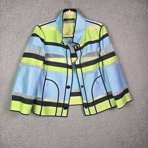 Per Se Burnout Stripe Jacket Blue Green Small